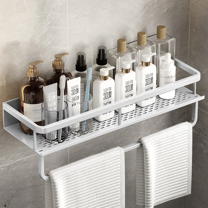 Bathroom Shelf 30/40/50 cm Kitchen Wall Shelf Shower Holder Storage Rack Towel Bar Robe Bathroom Accessorie 6