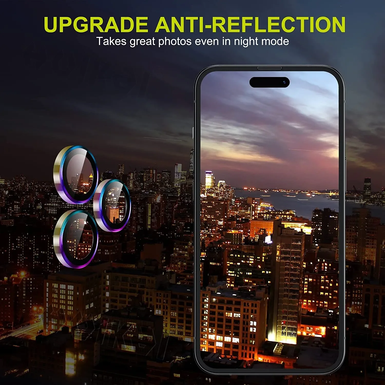 Premium 2 PCS Tempered Glass Camera Lens Protector with Metal Scratch Protection