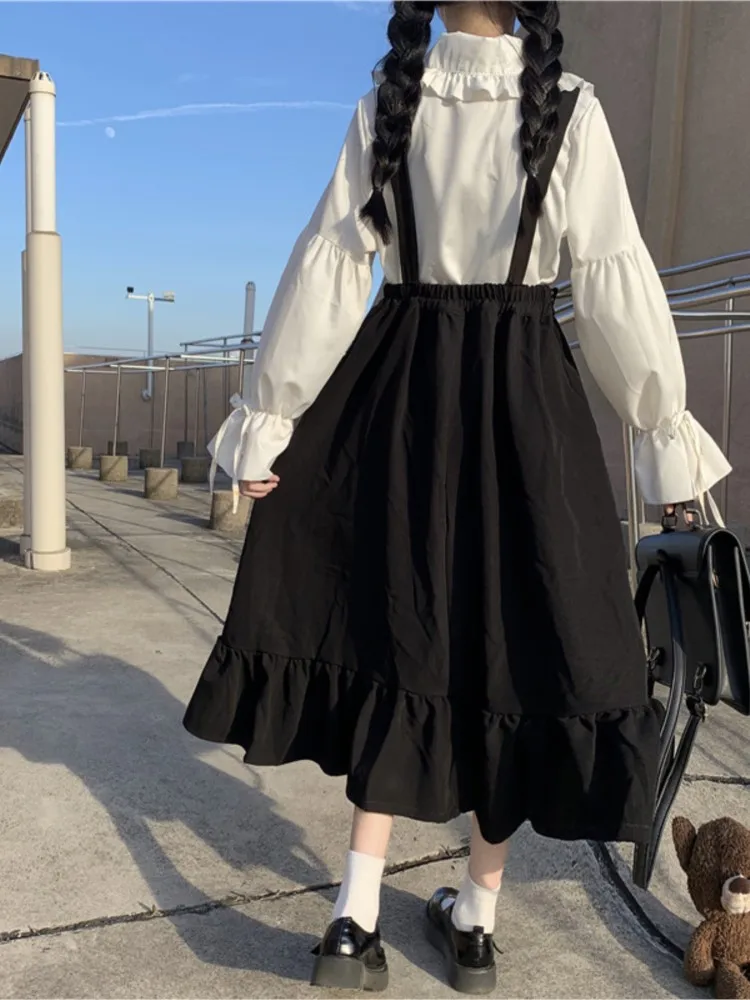 Japanese College High-Waist Show Thin Mid-Length Ruffled Student fairy dress tea party lolita dress sweet lolita doll Lolita Dress,Lolita Suspender Dress,Lolita Cosplay Costumes,Suspender Dress
