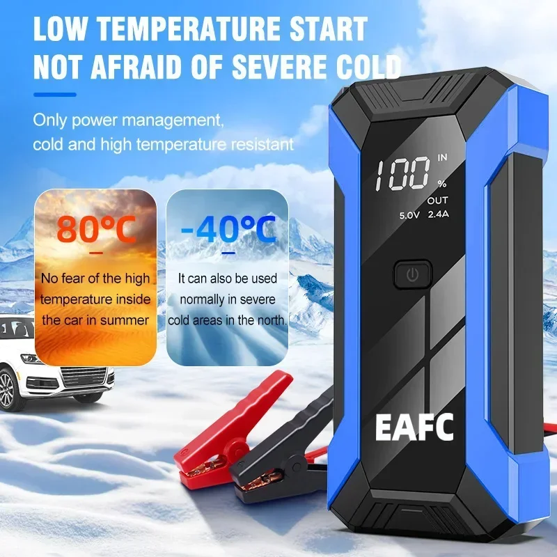 Car jump starter jump starter EAFC Car Jump Starter Power Bank 1200-2000A Portable Charger Car Booster 12V Auto Starting Device Emergency Battery Start