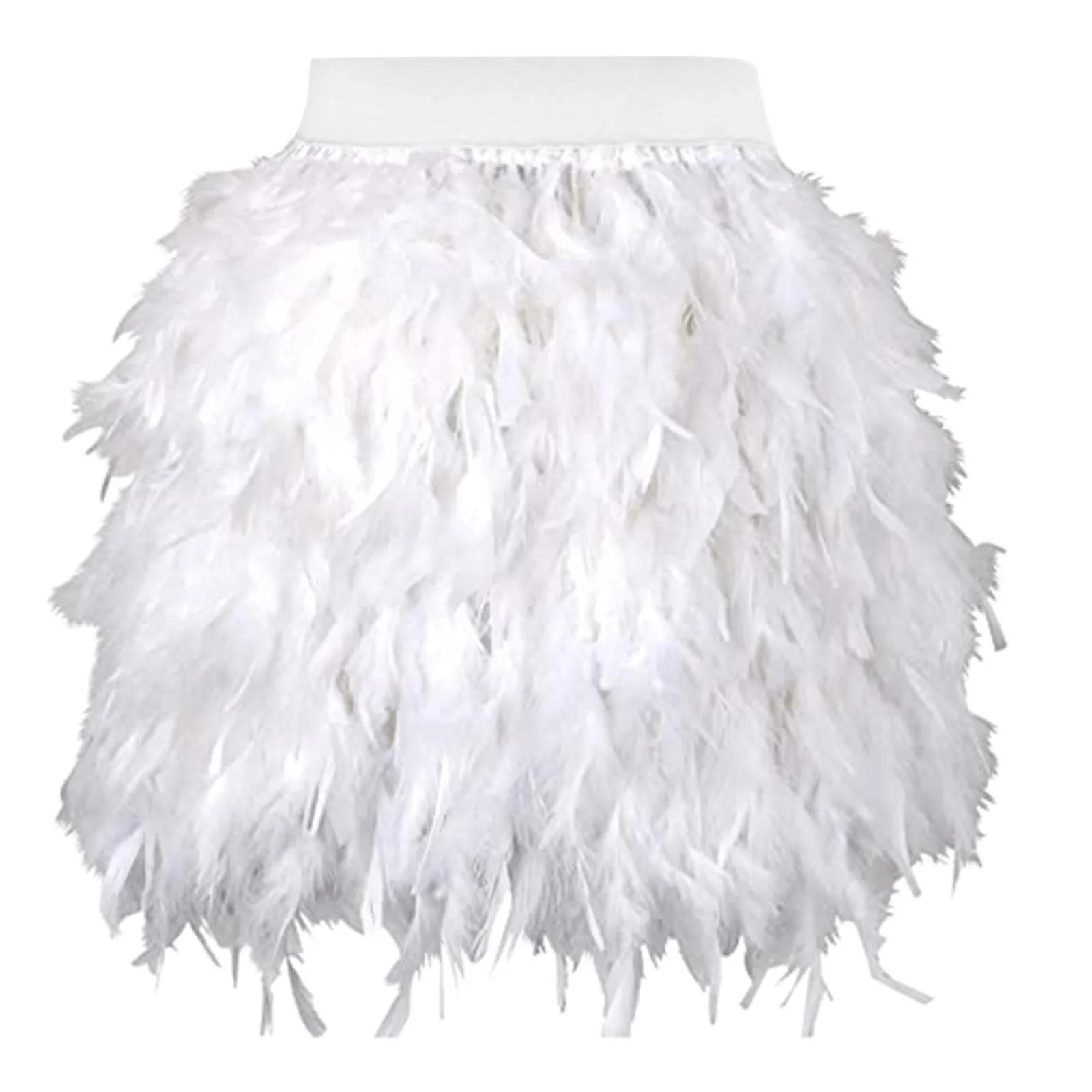 Festival Carnival Faux Feather Skirt Women High Waist Party Stage Performance White Skirts Women Ballet Ball Puffy Skirt Faldas 2