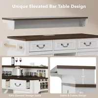 Rolling Kitchen Island with Power Outlets, 3 Drawers & 4 Door Shelves, Mobile Cart for Dining Room & Kitchen, White 6