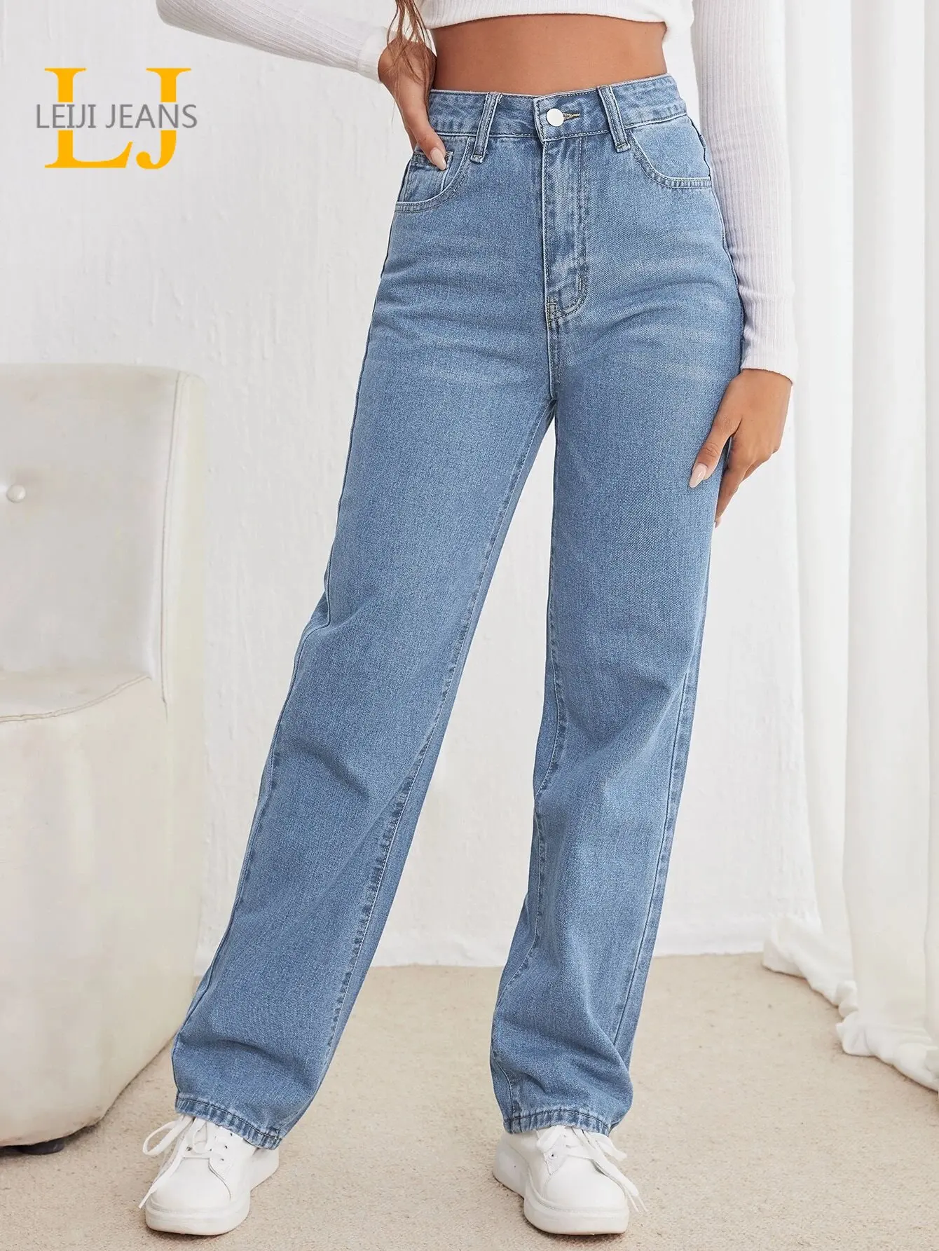 Plus Size Wide Leg Jeans for Women High Waist Stretchy Loose Fitting Denim Jeans Pants for Ladies 100kgs 175cms Tall Straight