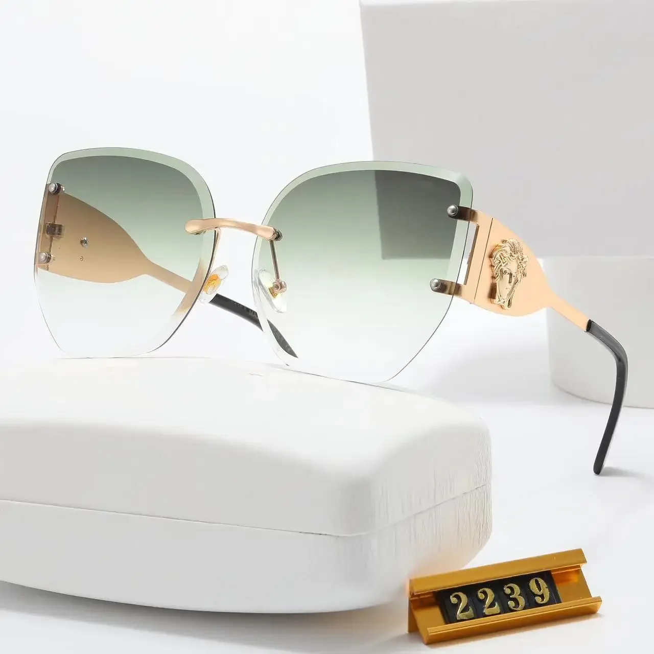 

2024 New Hot Luxury brand European and American men's and women's fashionable sunglasses frameless sunglasses retro glasses 선글라스