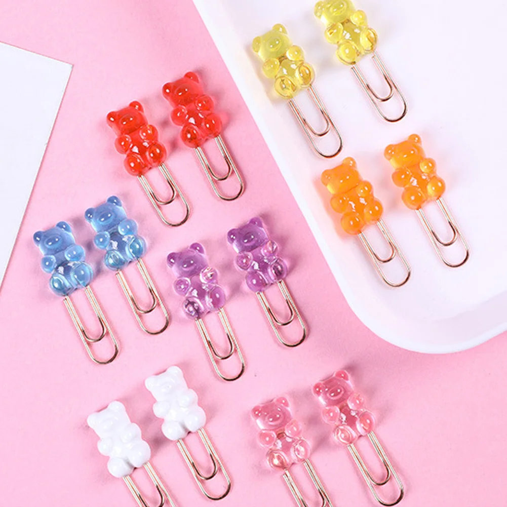 

2Pcs/Lot Kawaii Little Bear Paper Clip Reusable Metal Mini Clip Office Supplies Cartoon Patchwork Clip Bookmark Binder Clip