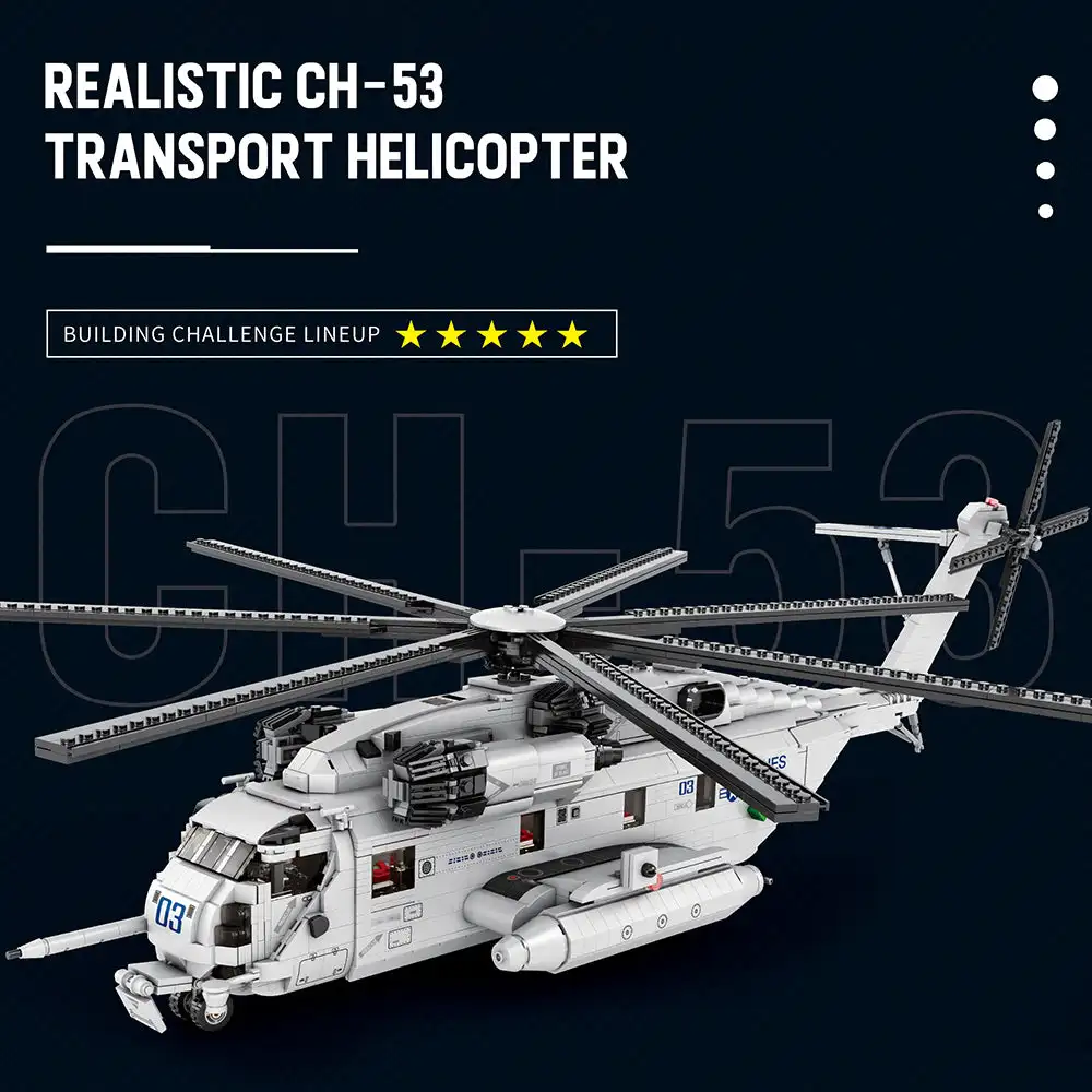 

Reobrix Building Blocks CH-53 Helicopter Construction War Military Aircraft Air Fighter Collectible Toys For child Gift 2192 pcs