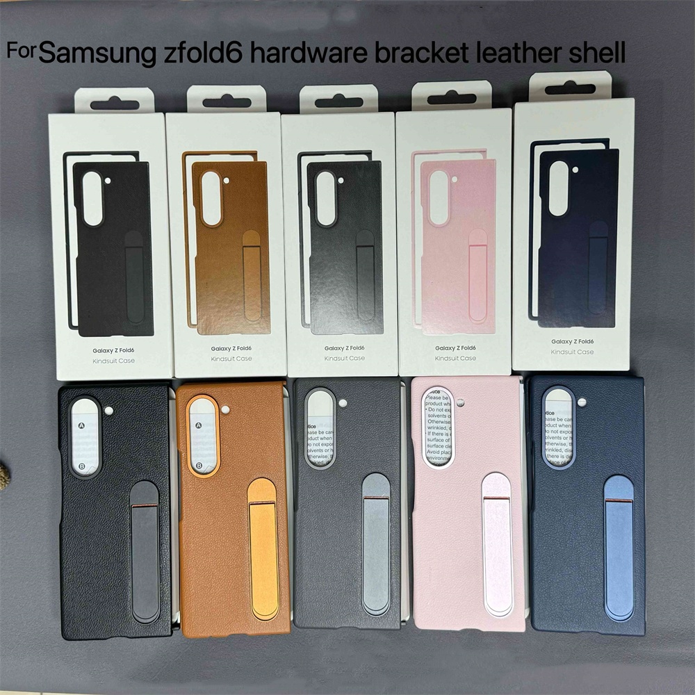 Genuine Leather Crafed Case For Samsung Galaxy Z Fold 6 5G with Bracket Kickstand Holder Luxury Business Stand Cover