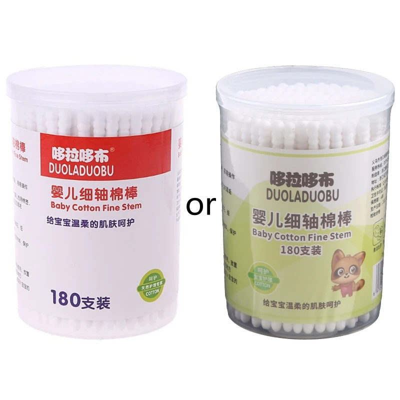 & 180Pcs Baby Swabs Cotton Double End Swab Disposable Thin Stick Cleaning Tools May06