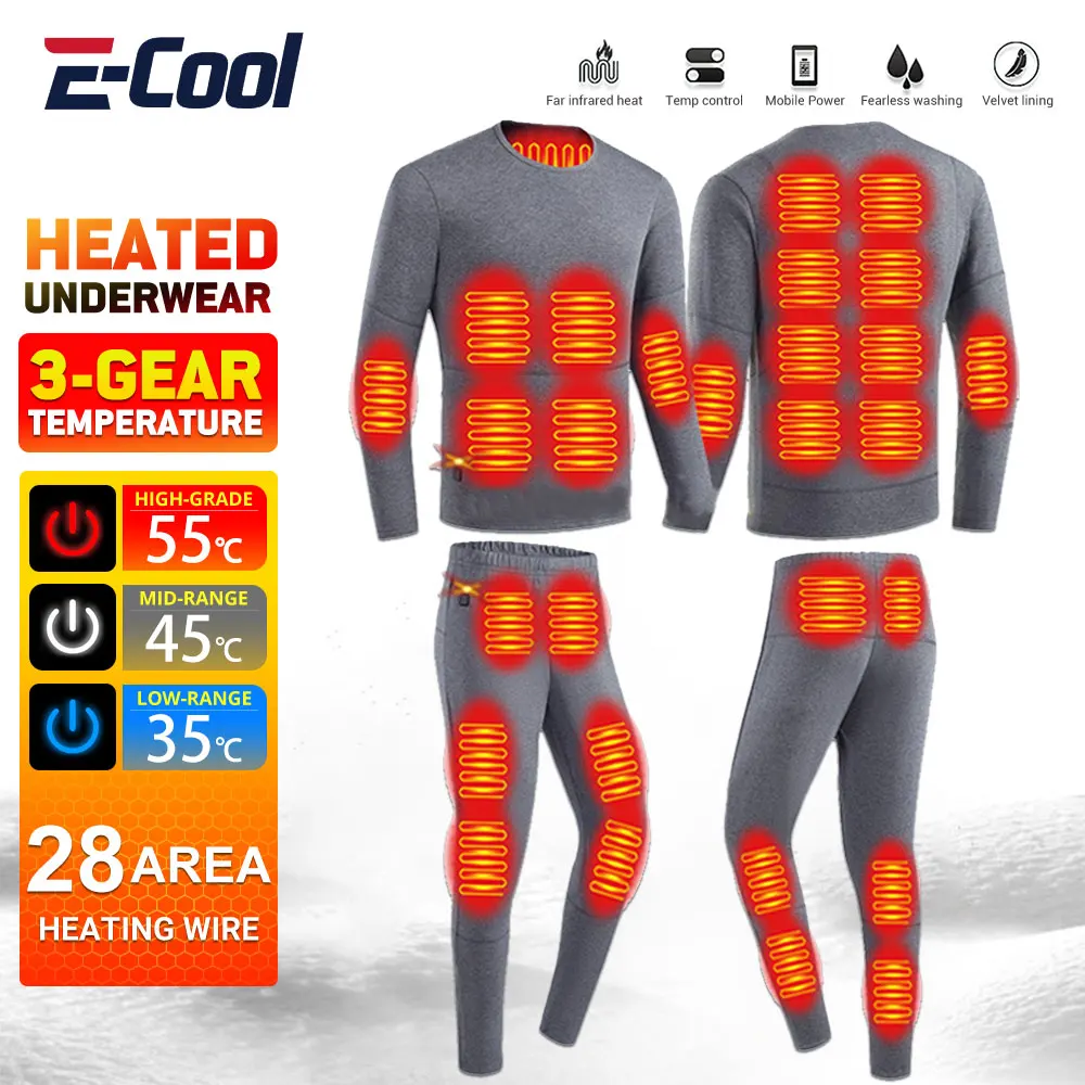 Mens Jackets Heated Thermal Underwear Winter Heated Underwear Suit