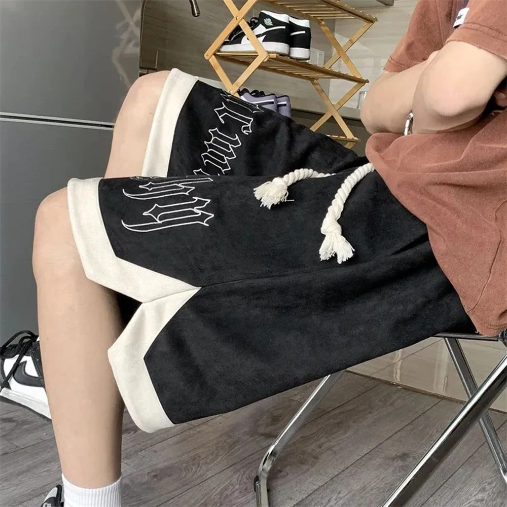 Suede Shorts Men's Summer Chicano American Style High Street Tide Brand Basketball Sports Pants Tatoo Casual Five-point Pants