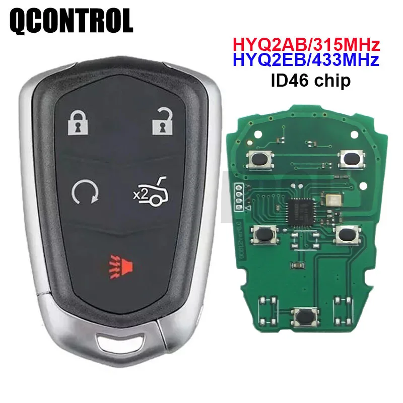 QCONTROL315MHZ / 433 MH  Keyless Entry Smart Remote Key for Cadillac CTS ATS XTS CT6 Escalade ESV HYQ2EB HYQ2AB 315MHZ / 433 MHZ tpu car key case cover for cadillac ats l xts xt5 cts ct6 ats 28t srx escalade remote fob keychain key cover cap