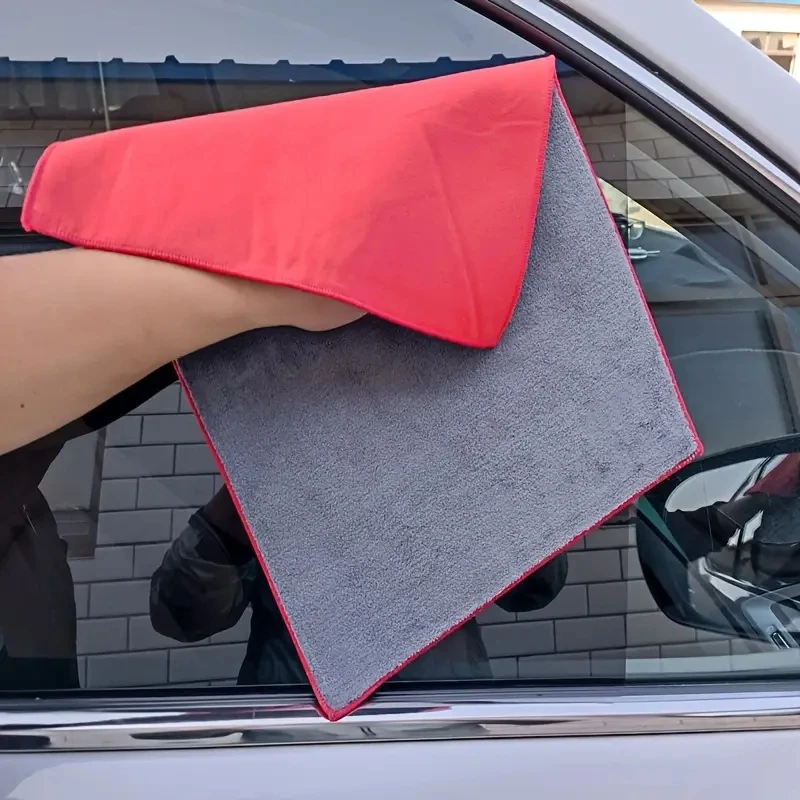 1pc Suede Double-sided Absorbent Traceless Reusable Glass Cleaning Cloth For Windows Cars Kitchen Mirrors