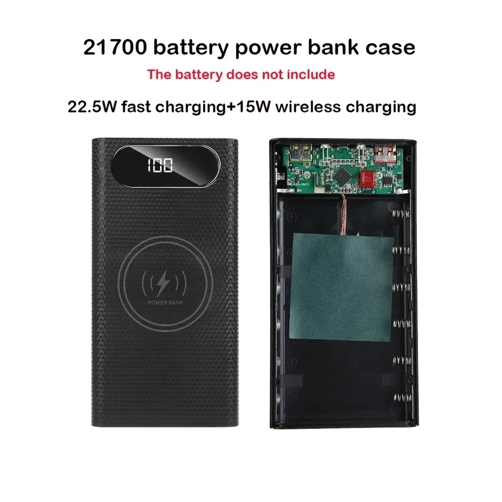 Supporto per banca di potere Custodia a conchiglia fai-da-te 21700 Custodia a conchiglia per batteria Organizzare la scatola del caricabatteria Doppio USB 6x21700 con luce a LED - immagine 2
