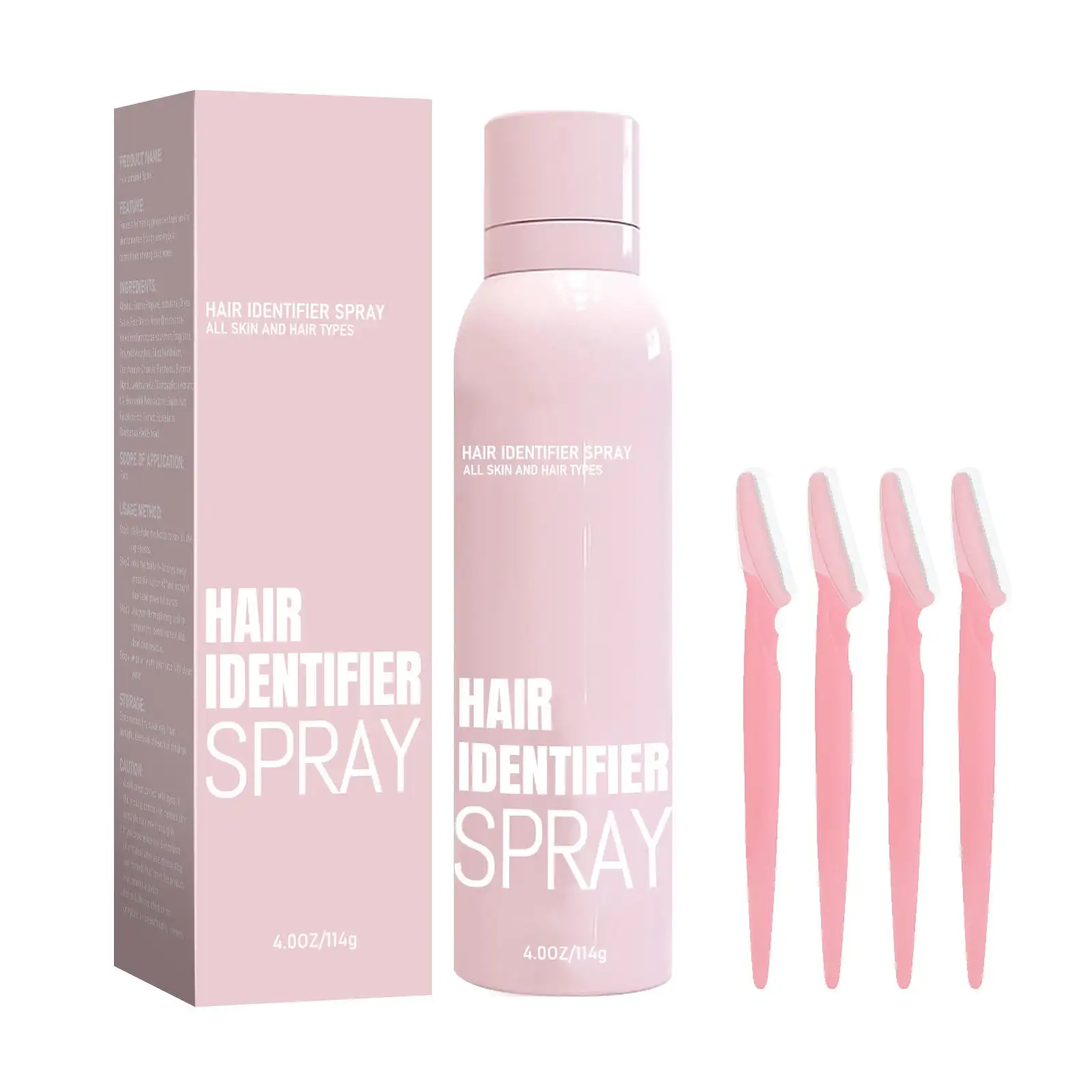 114ml Hair Identifier Spray Facial Hair Removal Spray Smoothing Face Hairless Painless With 4 Scraper Face Shaving Facial Care