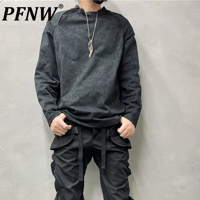 

PFNW Niche Design High Sense Splicing Personalized Long Sleeve T-shirt Handsome Fashionable Trendy Versatile Men's Tide 12Z6484