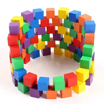 30pcs Colorful Kids Wooden Cube Building Blocks Toy Squares Stack High Game Brick Educational Toys for Boys Girls Birthday Gift 1