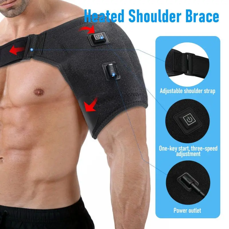 Rechargeable Heat Therapy Shoulder Brace Adjustable Shoulder