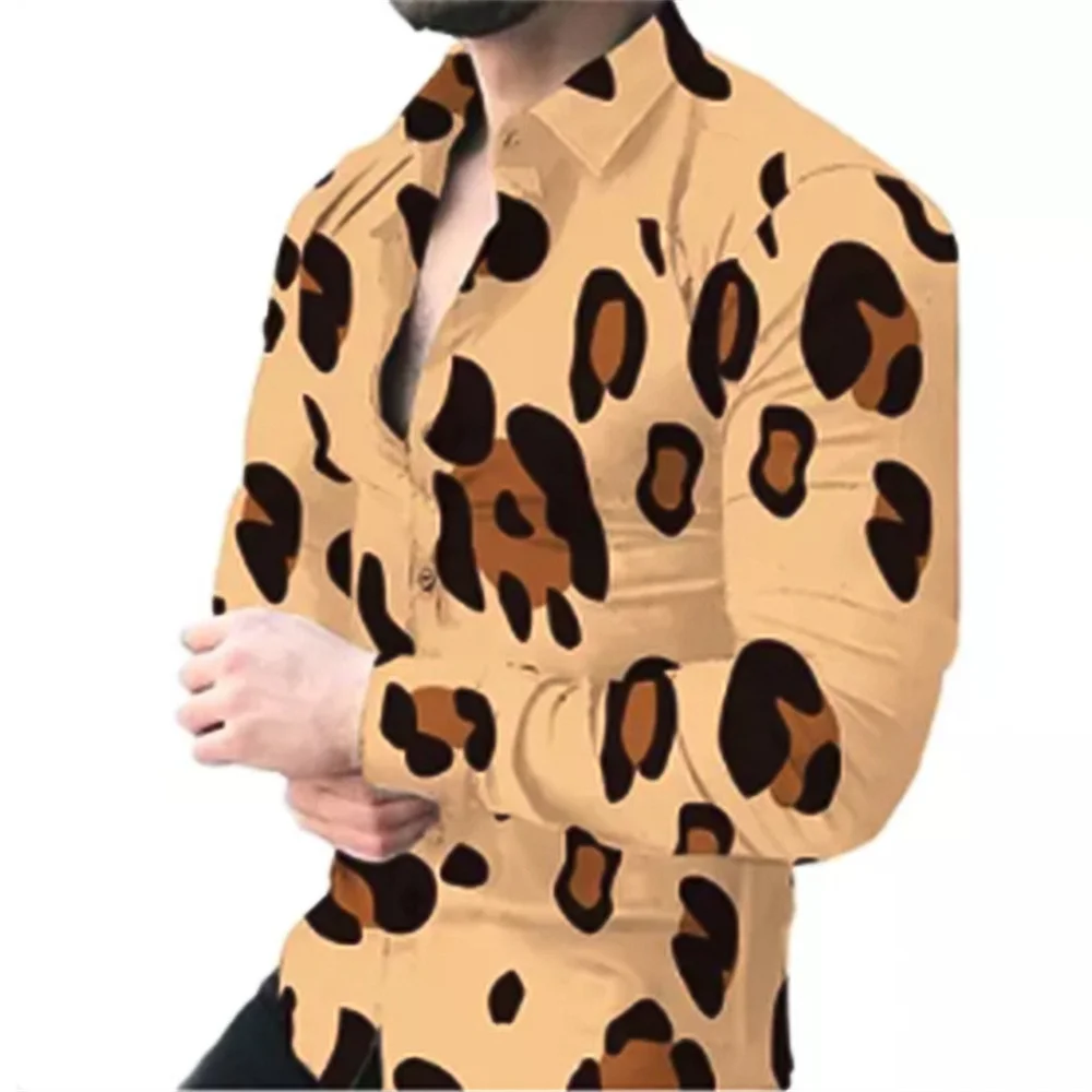 thumbnail image 1 of Camisa de manga larga con estampado de leopardo informal para hombre y mujer, nueva primavera y otoño de 2024, camisa de talla grande para hombre y mujer, ropa unisex, 1 of 4