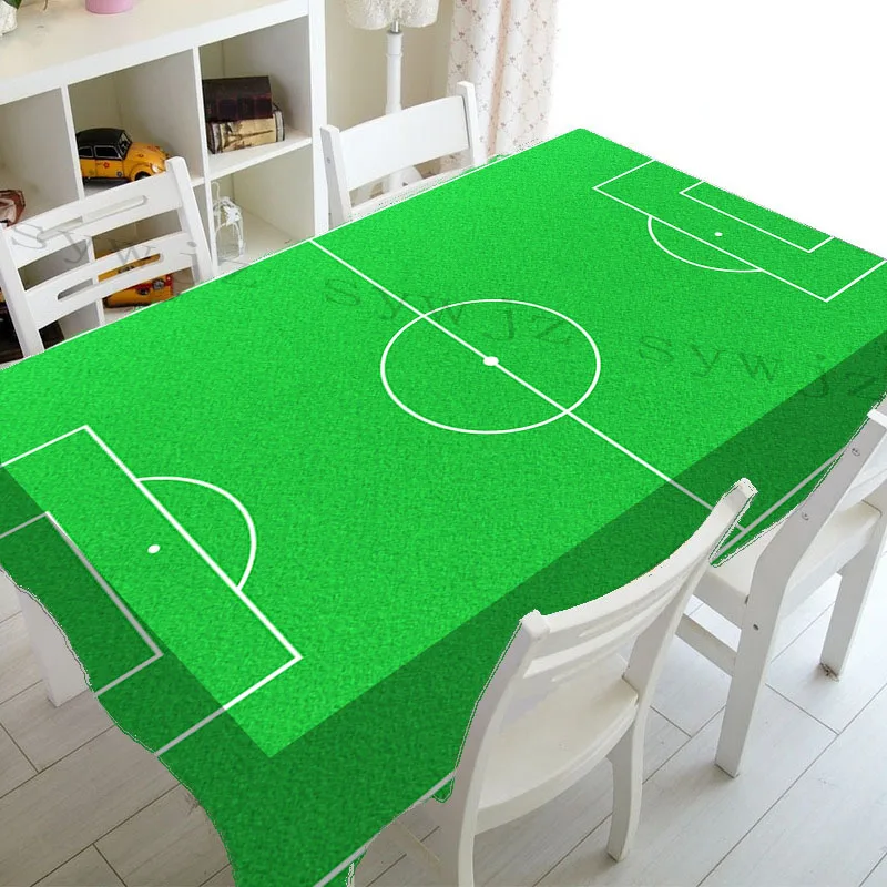Rectangular Tablecloth Table Cloth Grass Football Field Printing for Table Party Decoration Waterproof Anti-stain