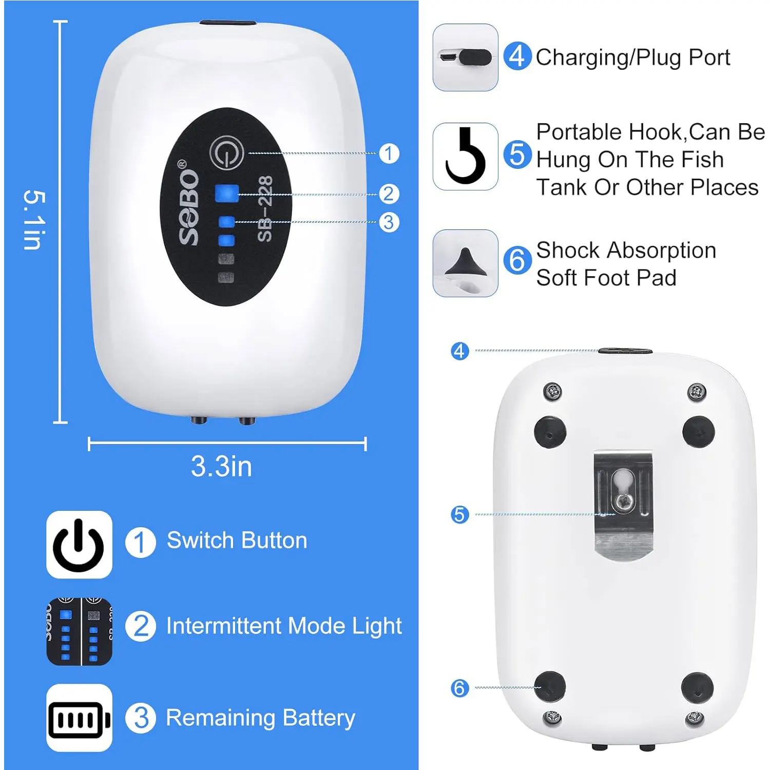 Aquarium Air Pump-Lithium Battery Powered – SEVEN MASTER AQUARIUM