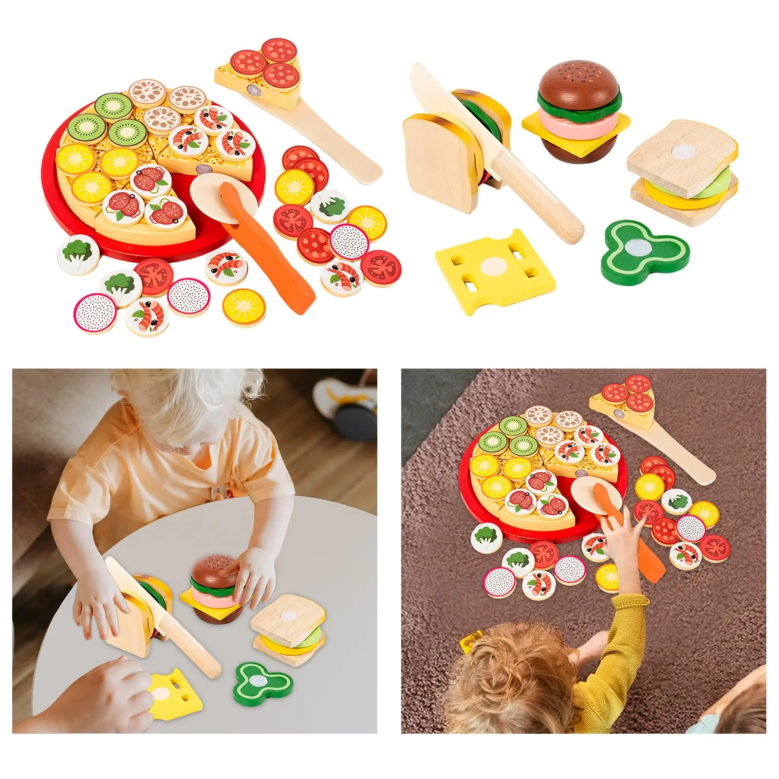Pretend Play Food Set Preschool Role Play Kitchen Playset for Party Favors Crafts Landscape Decorations Handcraft Birthday
