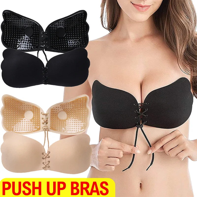 Women Invisible Bras Sexy Push Up Bras Backless Strapless Adhesive Stick Bra Lingerie Grils Seamless Silicone Bralette Underwear