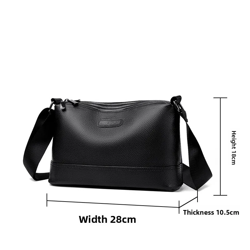 2025 New Style Men's Crossbody Bag First Layer Cowhide Large Capacity Single Shoulder Bag with Three Main Compartments