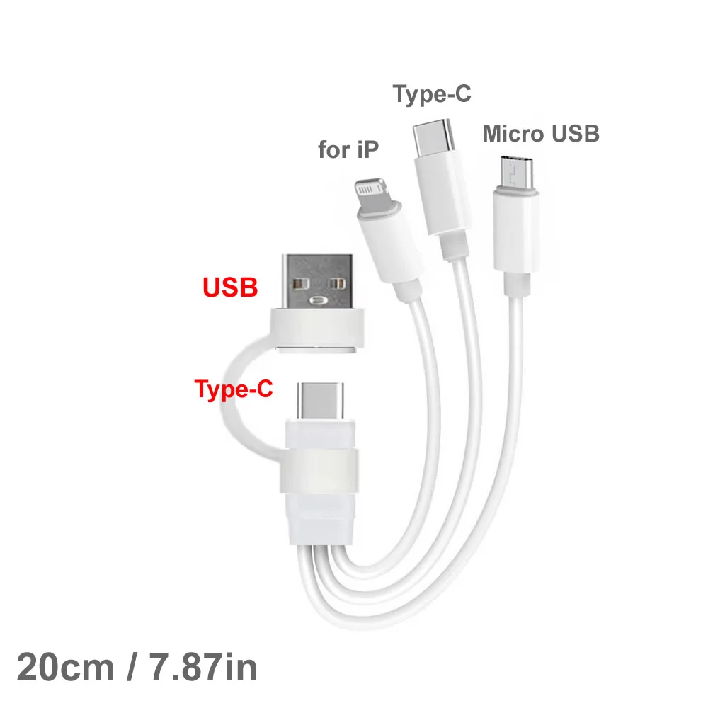 PD USB C 충전 케이블 (멀티 기기 충전용) 3 in 1 유니버셜 USB 케이블 (IP/Micro USB/Type C 모바일 보조 배터리 포함)