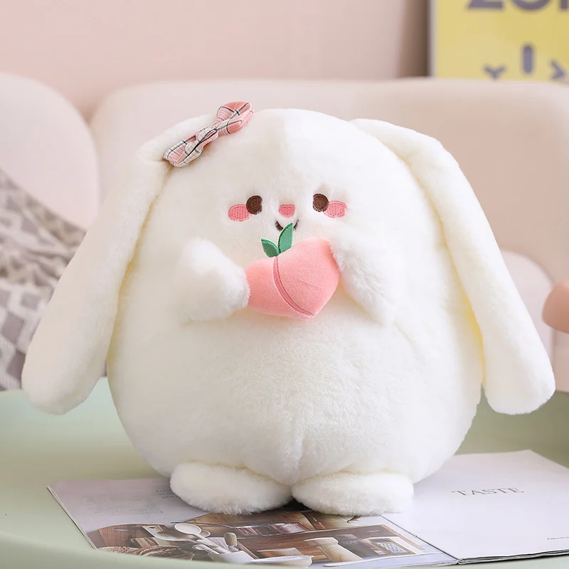 1pc 20-45CM Kawaii Plush Rabbit Toys Cute Round Bunny Holding Peach Stuffed  Animal Doll Pillow Cushion for Baby Kids Girls Gift