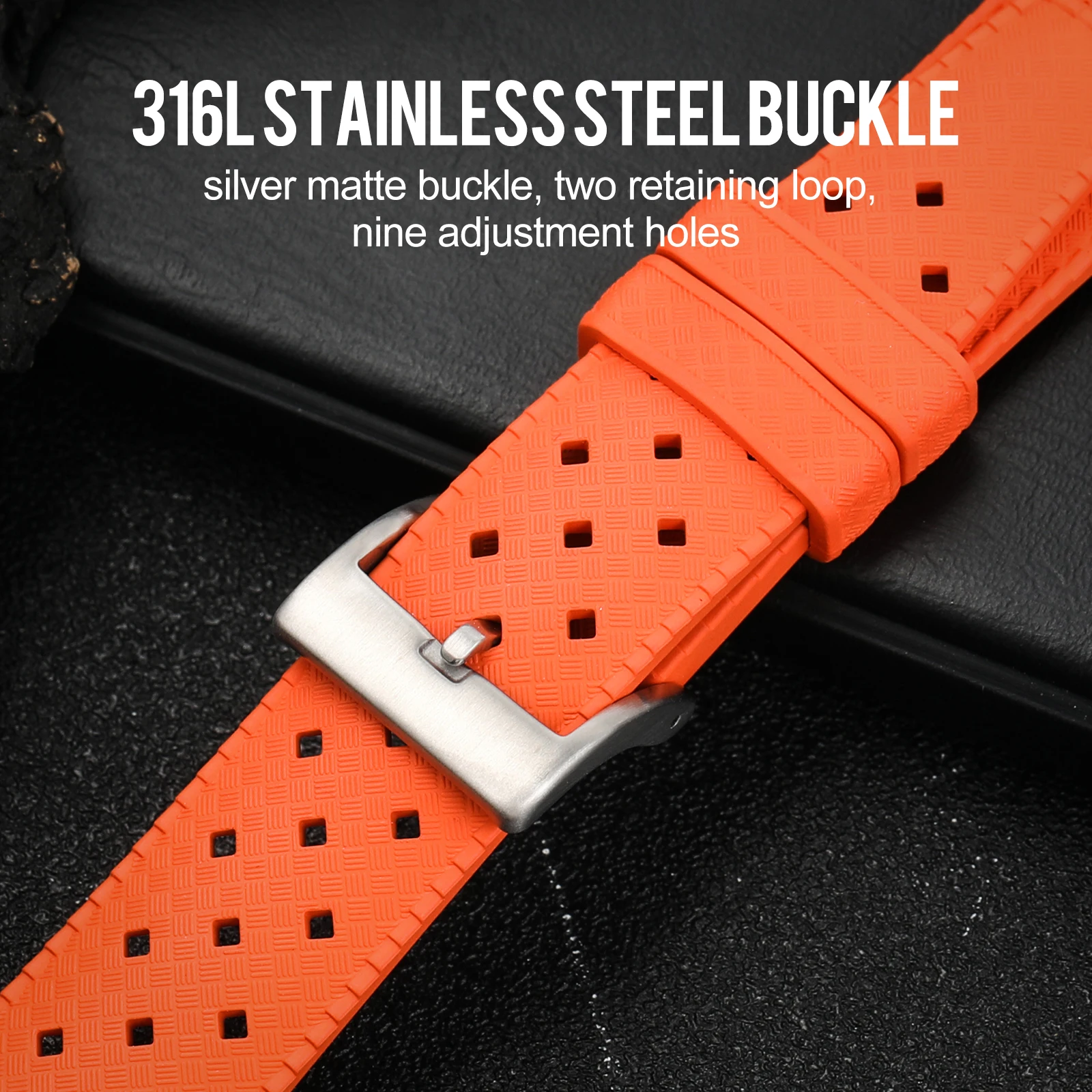 WATCHDIVES Premium FKM Rubber Tropical Watch Strap with Fast Release