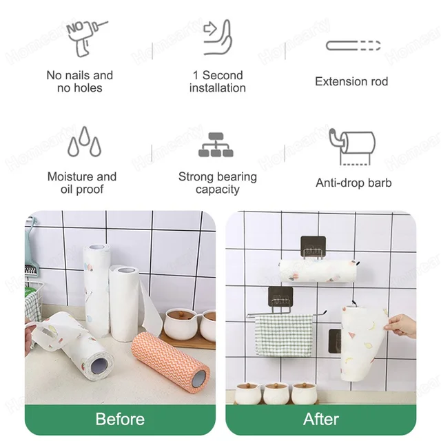 Wc-Papír Tartó, Önfalapító Fürdőszoba Törülközőtartó Szöveti Fogas Otthoni Tekercs Papír Tároló Állvány Függő Szervező - Image 5