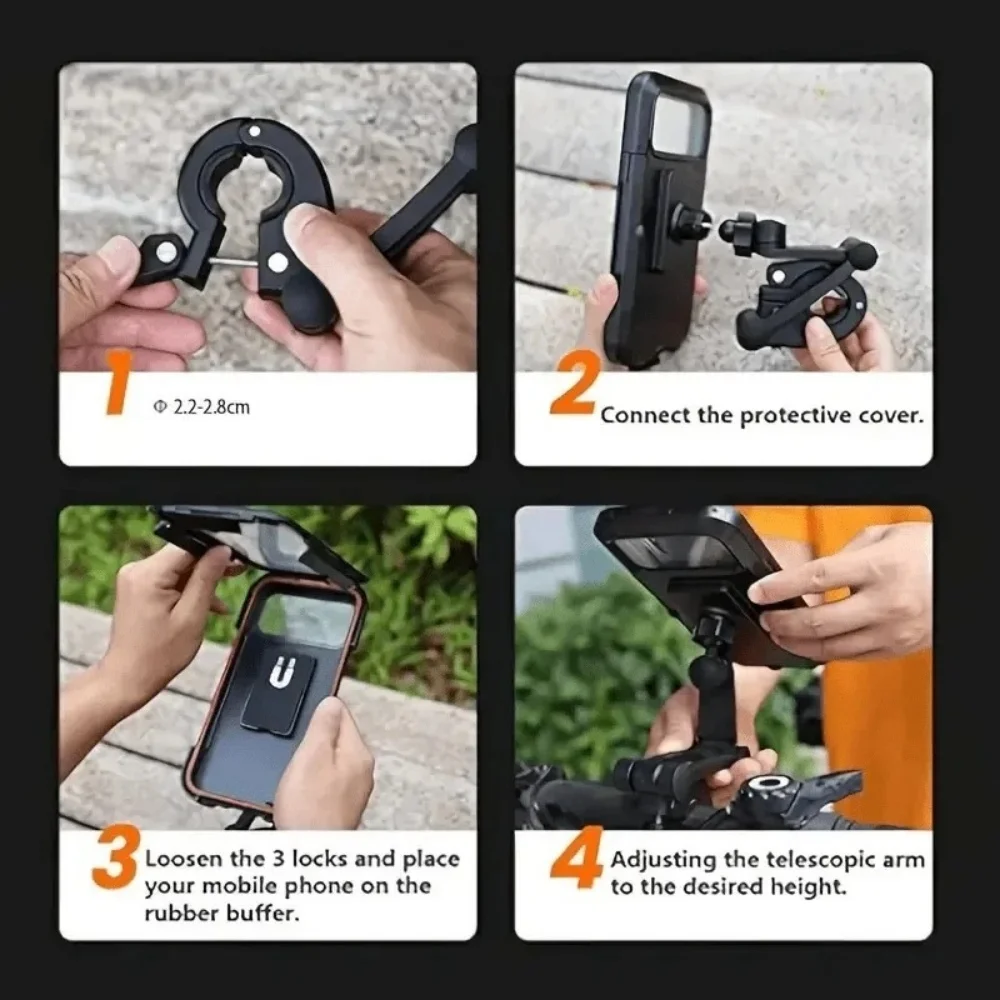 360 ° Supporto Girevole e Regolabile per Cellulare da Moto, Universale per Bicicletta, GPS, Impermeabile, Supporto per Cellulare da Moto e Bici - immagine 6