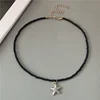 4 Colors Fashion Starfish Choker Necklace for Men Women White Black Blue Colorful Rice Beads Gift for Friend  Short Collar 3