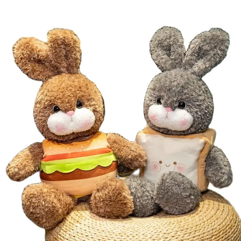Hot Sale 35/45cm Cute Stuffed Simulation Anime Animals Creative Cartoon Bread Bunny Hamburger Rabbit Home Decor Girls Boys Gifts