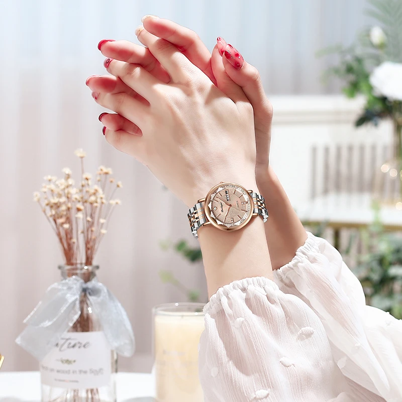 POEDAGAR New Arrival Women Brand Watch Fashion Diamond Dial Luxury Luminous Stainless Steel Ladies Quartz Watches Rose Gold 2023 5