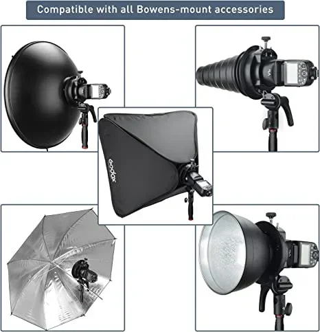 Godox S2 Flash Holder Bracket S-type Bowens Mount Lamp Holder Handheld for Godox Flash Light Snoot Softbox Beauty Dish Honeycomb