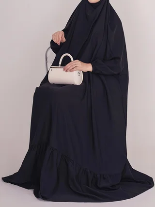 Ramadan Abaya Middle Eastern Muslim Solid Color Long Robe Kaftan, Chador Headscarf Dress, Islam Kebaya For Women Dubai Khimar