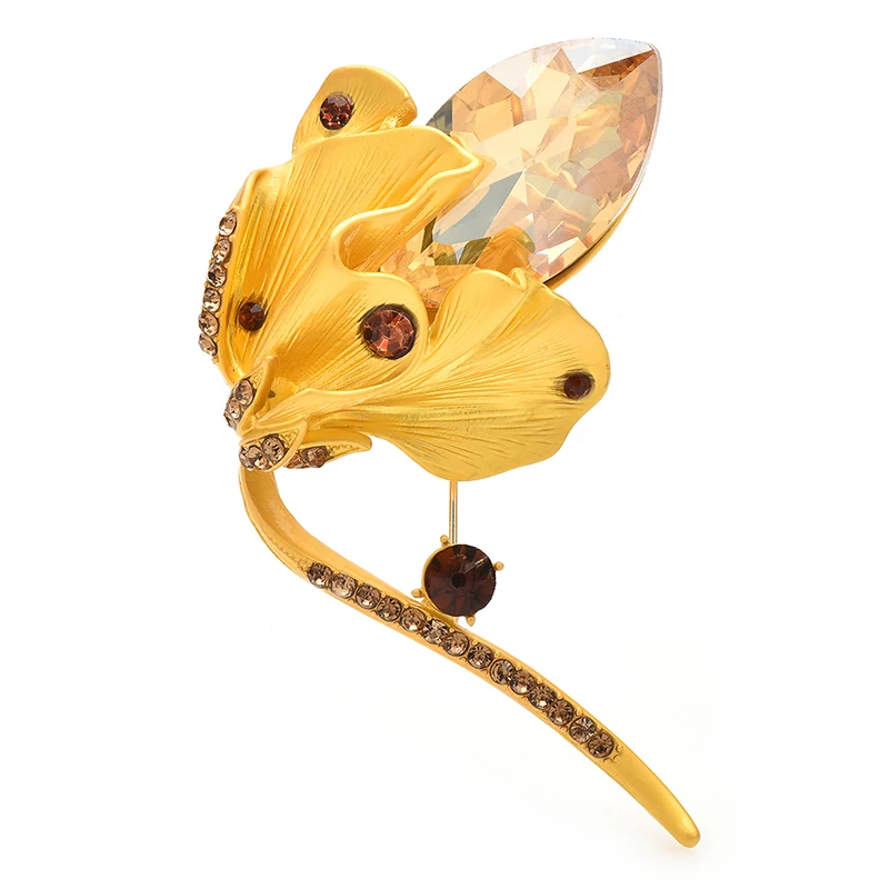 

Wuli&baby Pretty Crystal Flower Brooches For Women Unisex 2-color Charming Waterdrop Plants Party Office Brooch Pins Gifts