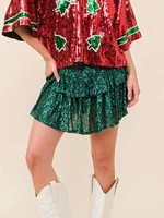 Women Summer Mini Skirt Casual Sparkling Sequins Elastic A-Line Skirt for Beach Vacation Club Streetwear - Image 3