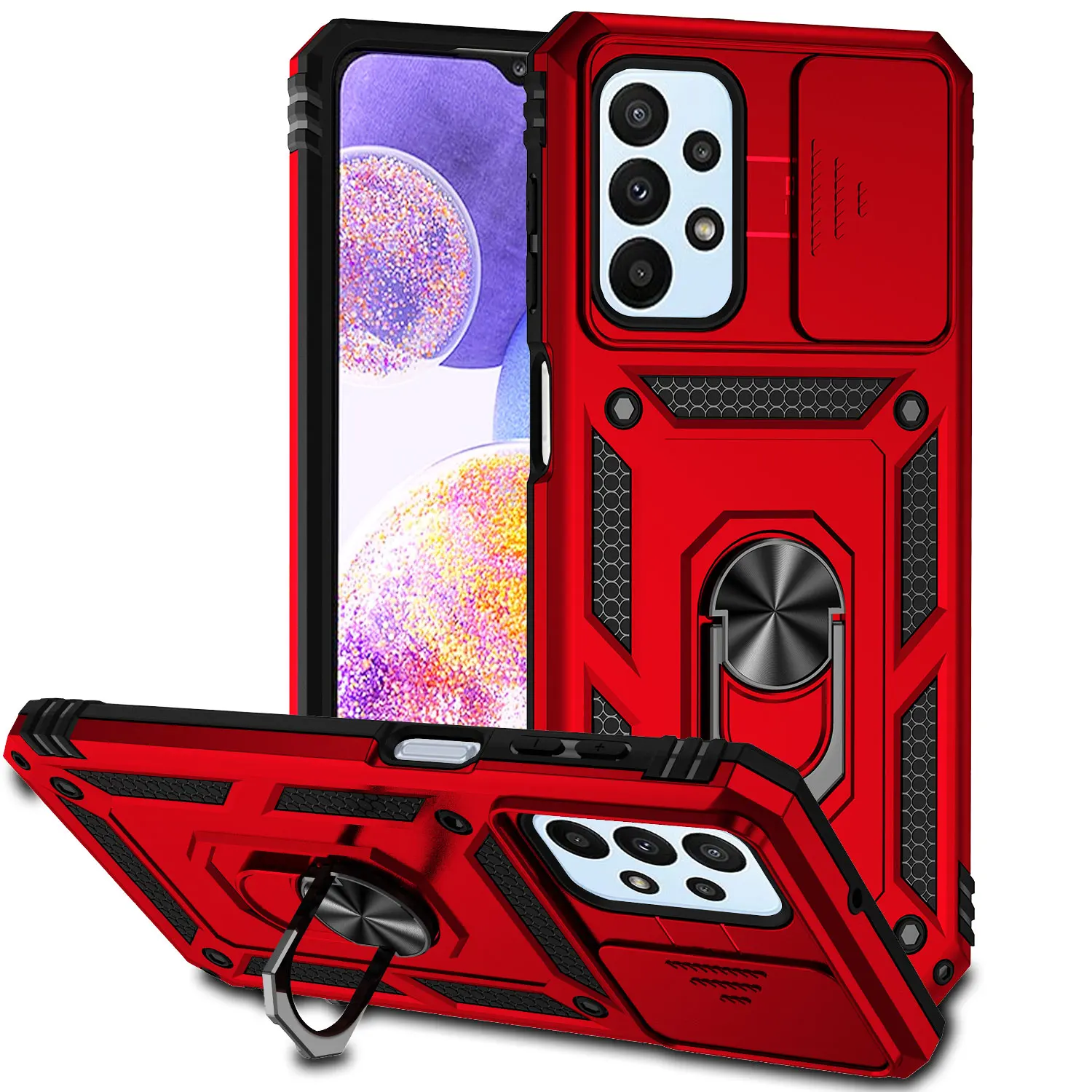Enhanced Armor Shockproof Phone Case with Slide Window Camera Lens Protection