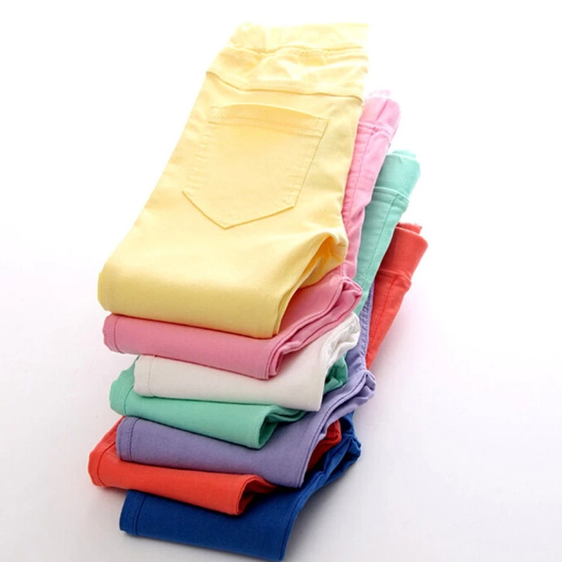 Spring Autumn Kids Girls Elastic Casual Slim Pencil Pants for Children 2-11Years