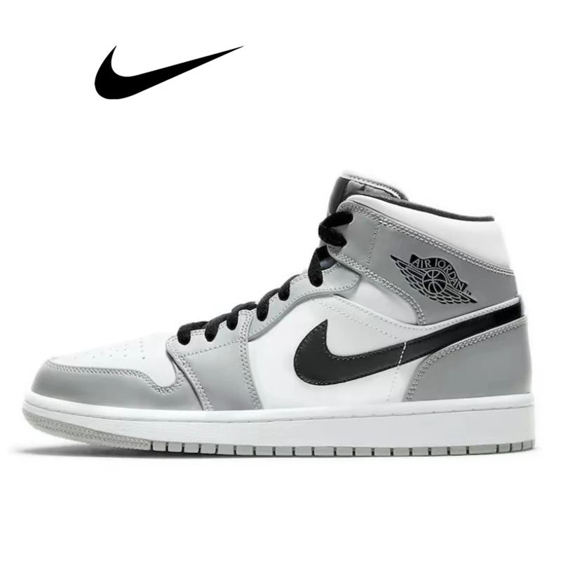 Баскетбольные кроссовки Nike x Air Jordan 1 в стиле ретро, классические женские кроссовки серого цвета для занятий спортом на открытом воздухе