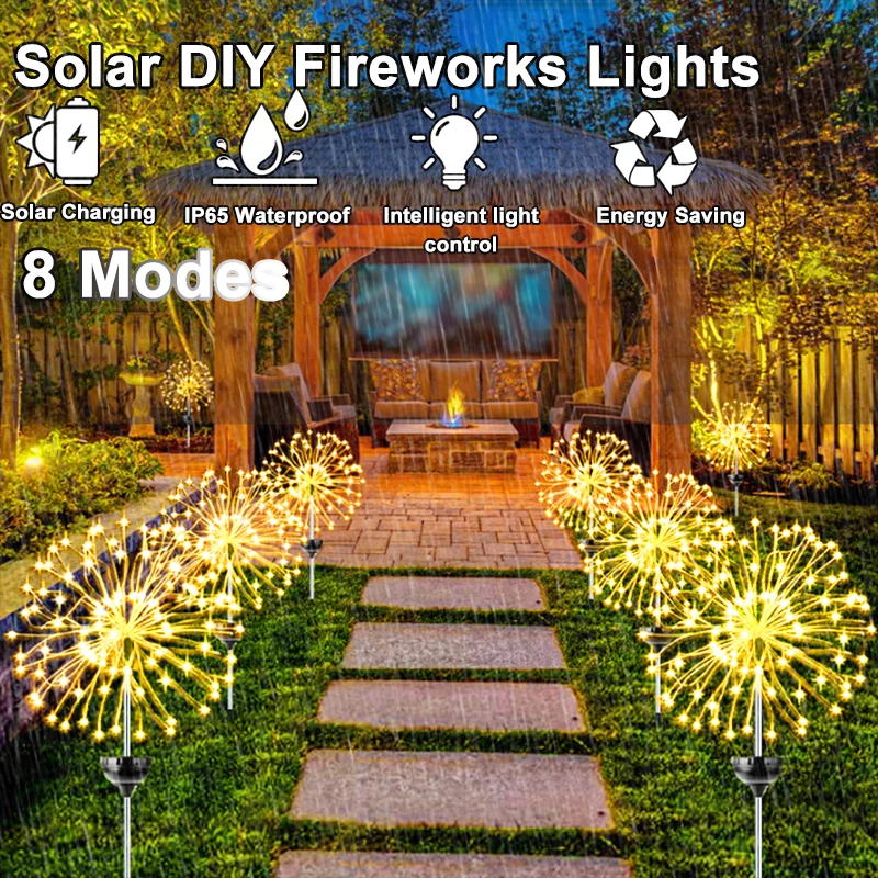 Solar LED Firework Fairy Lights Outdoor Waterproof Garden Decoration Lawn Pathway Solar Lamp solar lights solar fairy lights garden light