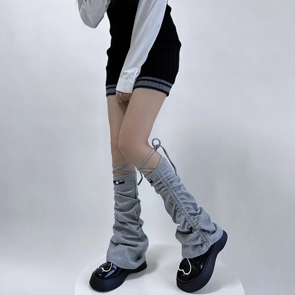 

Cotton Leg Warmers Japanese Horn Drawstring Strap Knee High Ankle Warmer Soft Y2k Striped Foot Covers Autumn Winter