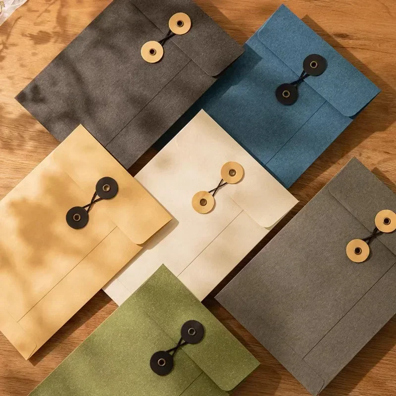 Paper Envelope Button String Tie Vintage Winding Ticket File Documents Bag Business Greeting Cards Cover Stationery kraft paper envelopes mailing envelopes gift card envelopes