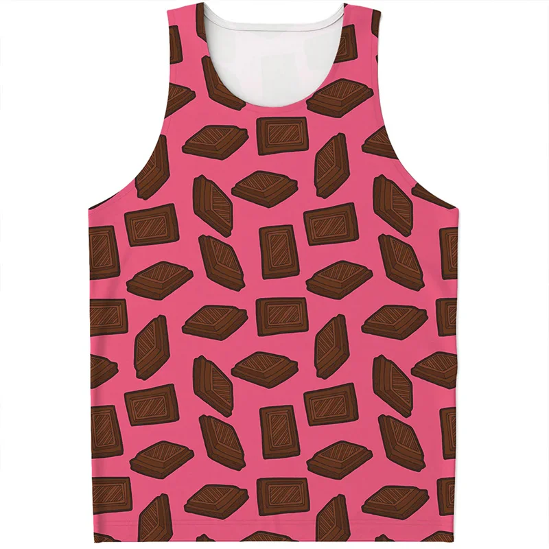 

Майка мужская с 3D-принтом шоколада, модная безрукавка, уличный Повседневный Топ, футболка оверсайз, для детей и подростков, на лето