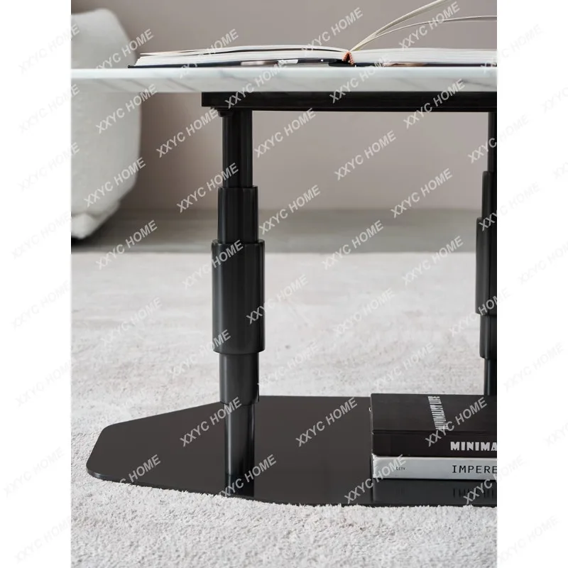 

Minimalist Creative Black and White Marble Tea Table Design Polygon High and Low Tea Table Combination