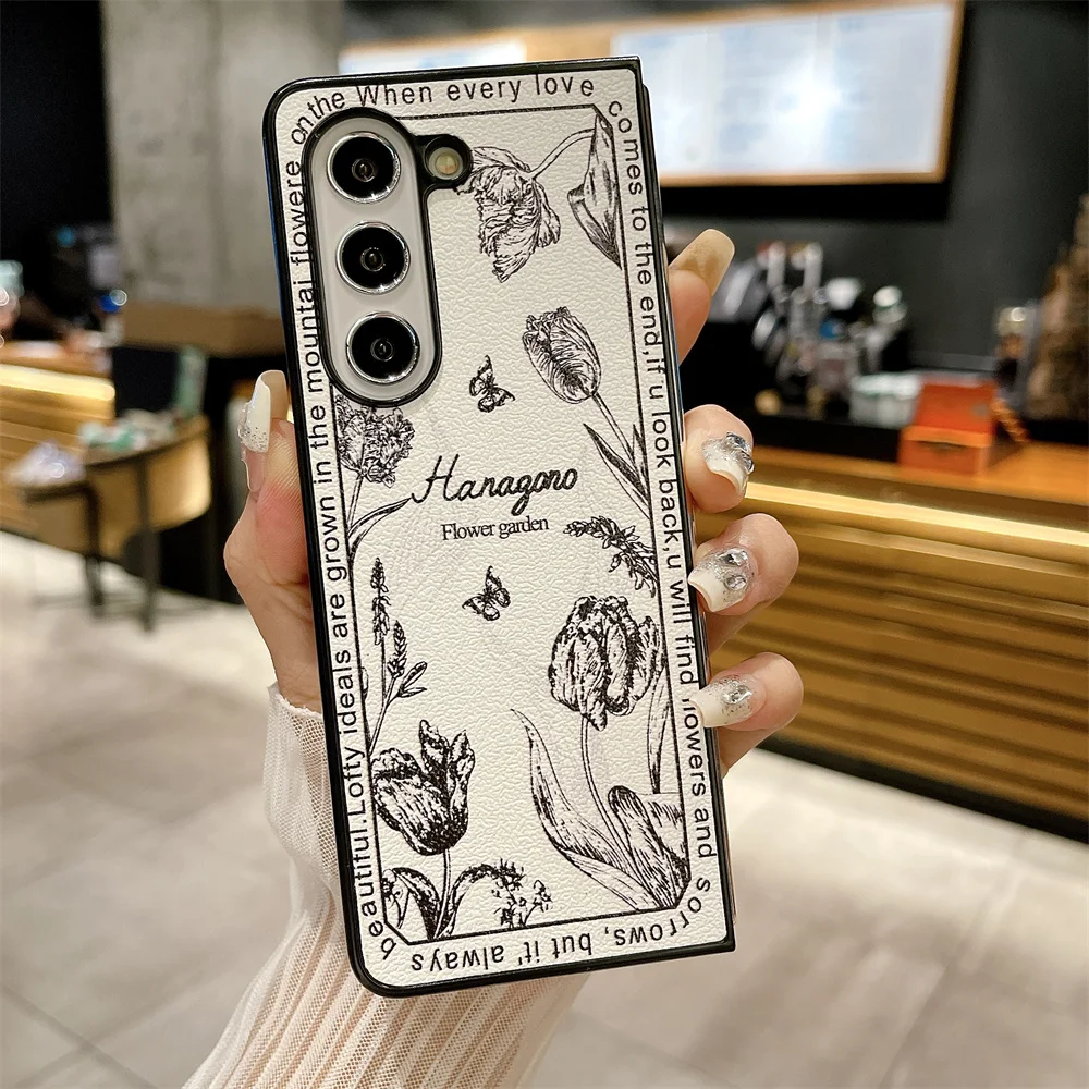 Cute Cartoon Flower Leather Case - Retro Rose Shockproof Ins Korean Cover