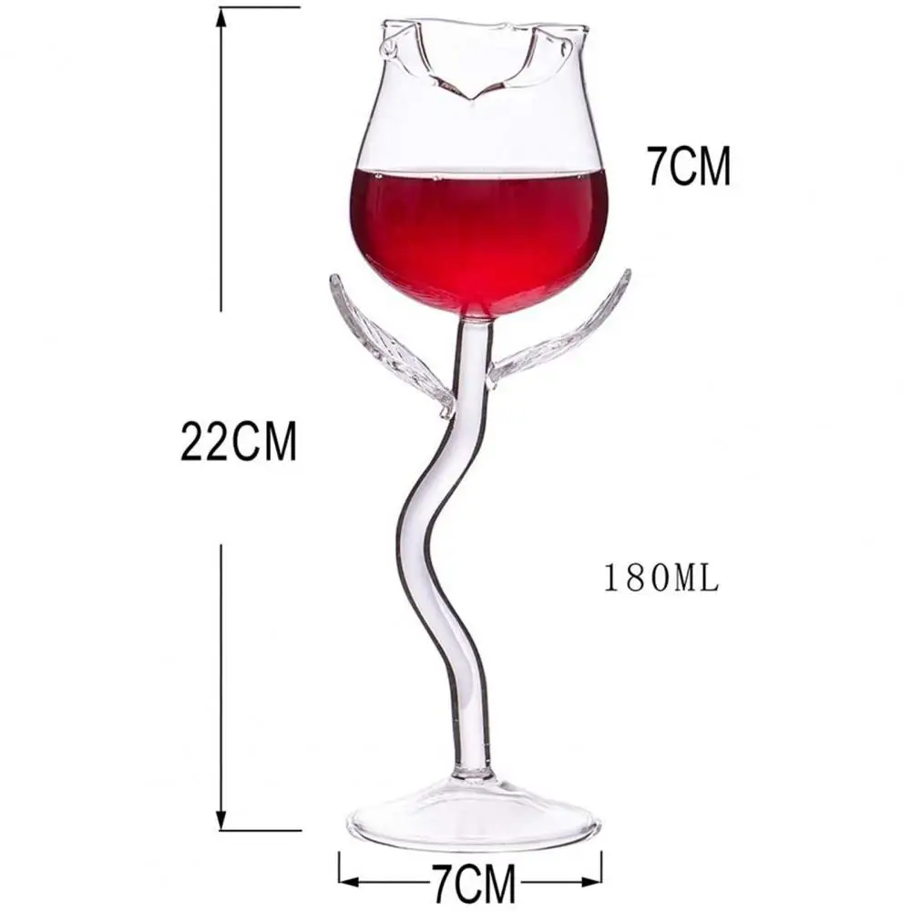 Rose Shaped Red Wine Glasses Goblet Transparent Wine Cup Stable Base Creative Kitchen Bar Club Cups Flower Glass Drinkware