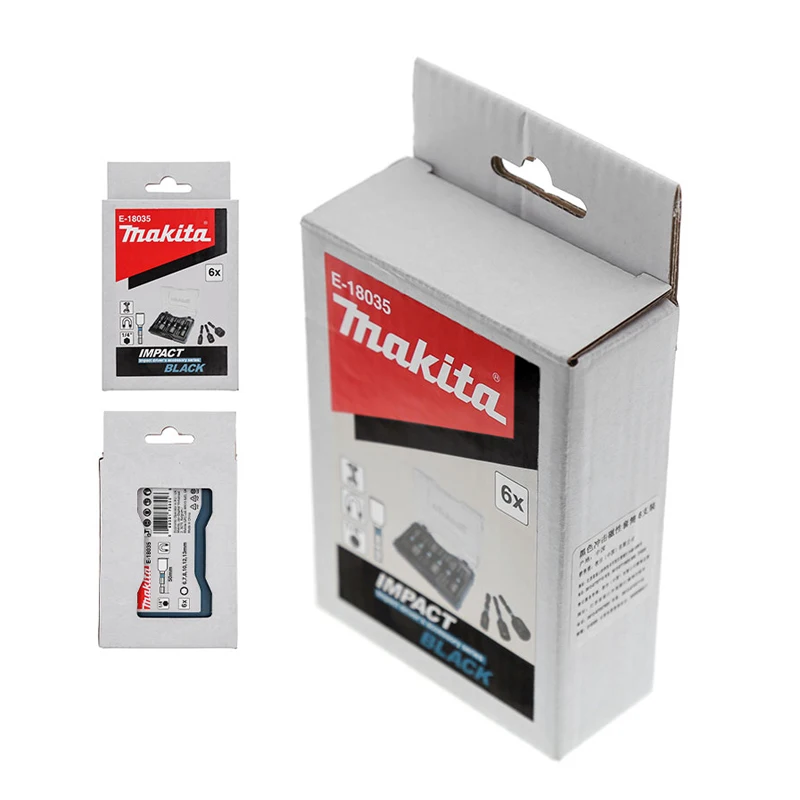 Makita E-18035 Black Impact Magnetic Socket 6X 1/4" Hexagonal Shank Hex Nut Length 50MM 6-13MM Screwdriver Adapter 2